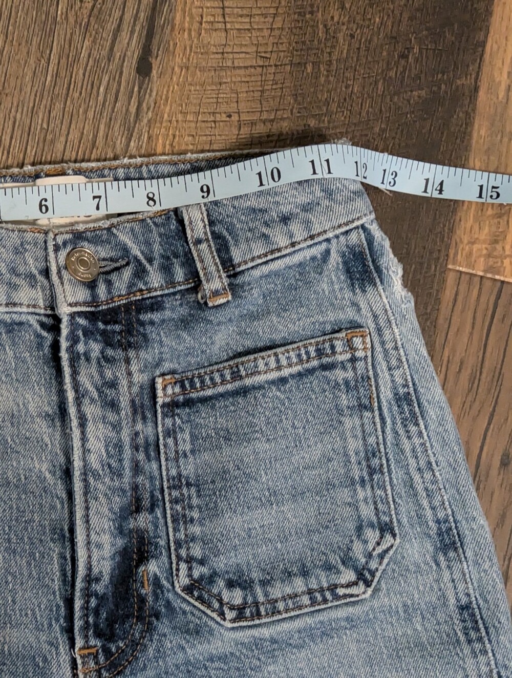 Reformation Alyssa High Rise Wide Leg Patch Pocket Jeans Light Sz 24 Repaired - Picture 9 of 9
